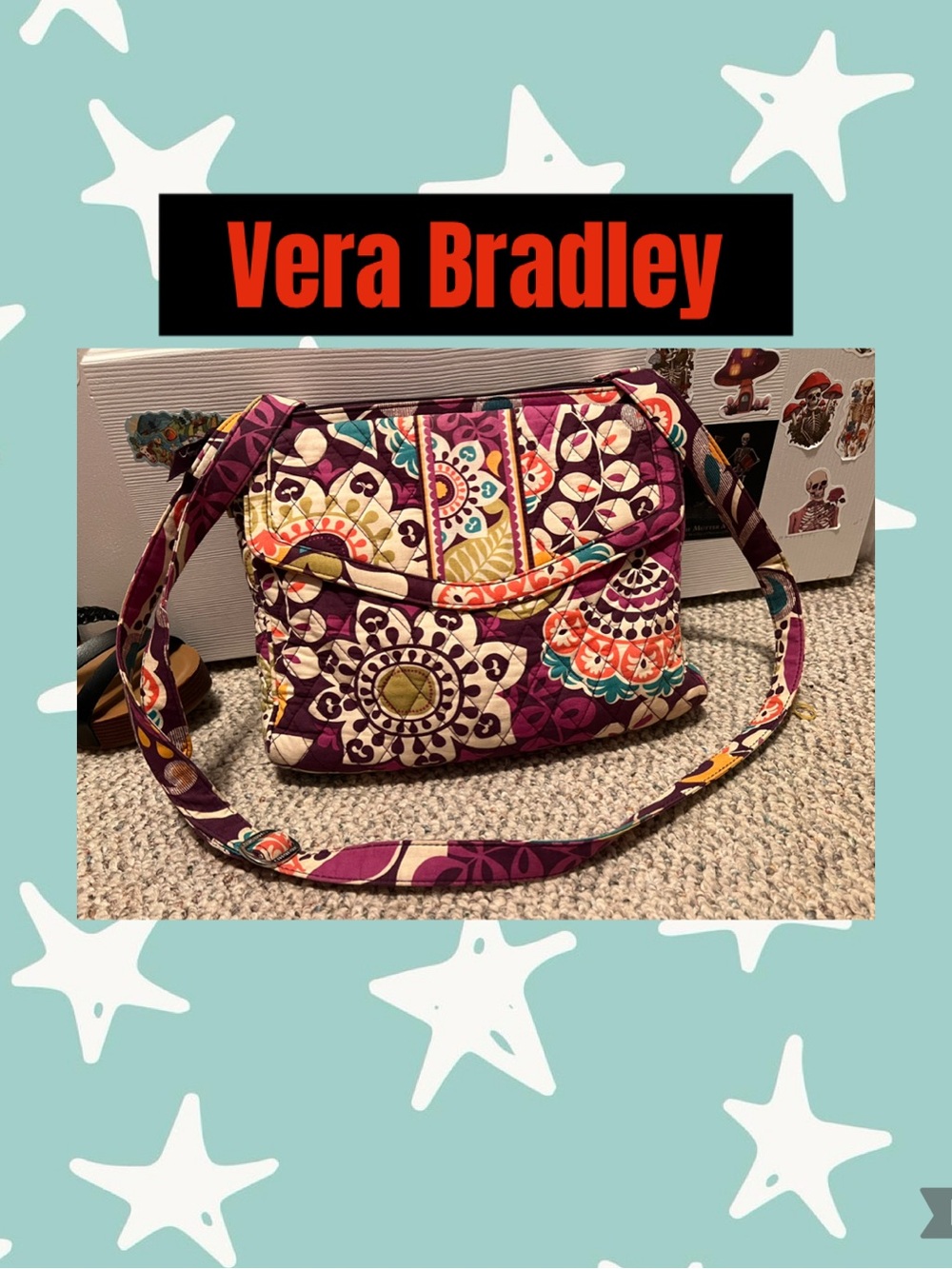 Vera Bradley Purple Floral Quilted Crossbody Bag